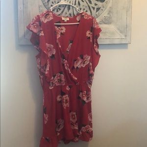 Red Floral Romper